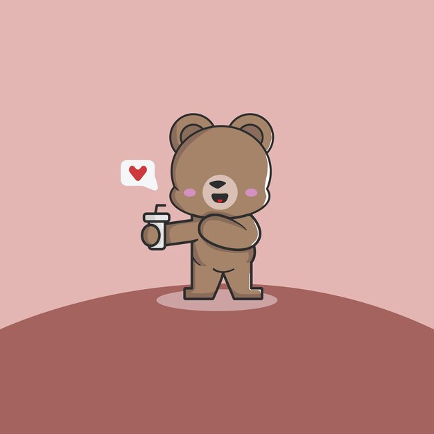 Boba drinking bear illustration