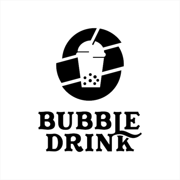 Boba logo design bubble tea vector