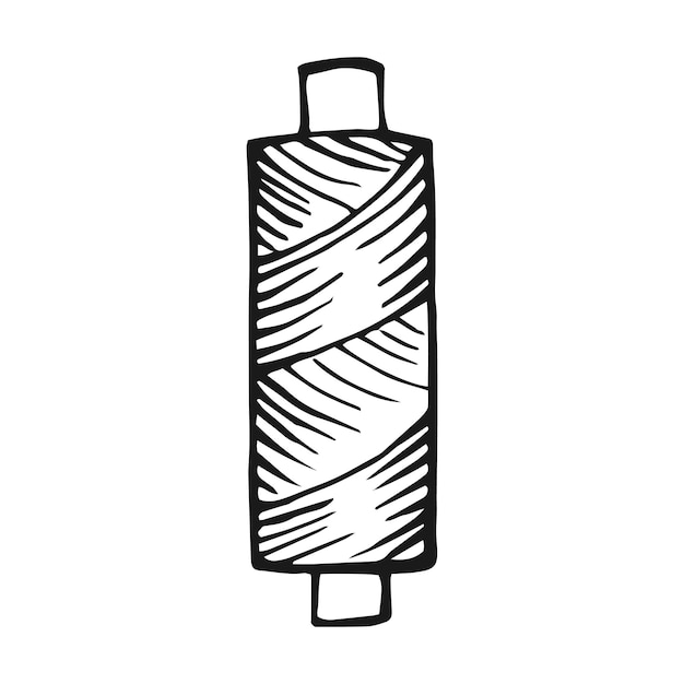 Bobbins with threads for sewing Hand drawn illustration converted to vector