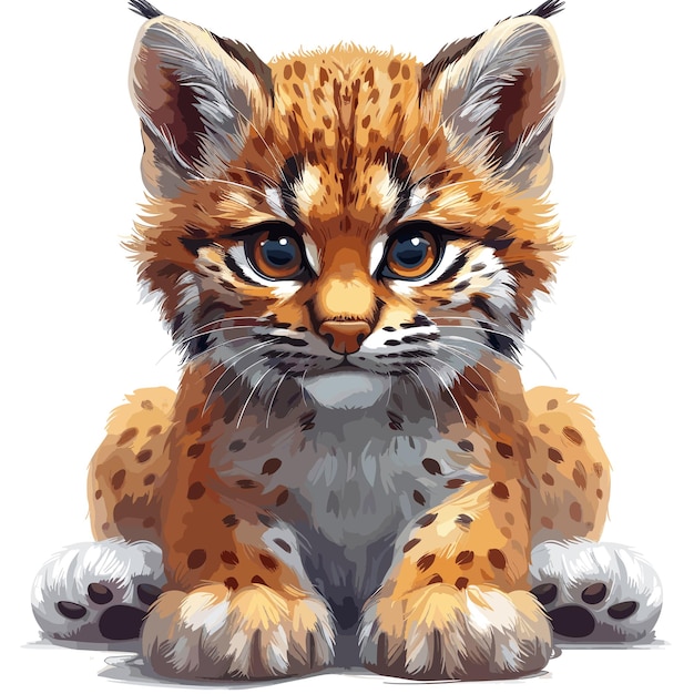 Vector bobcat cartoon icon isolated on transparent hd