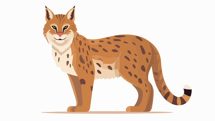 Vector bobcat flat vector illustration on white background
