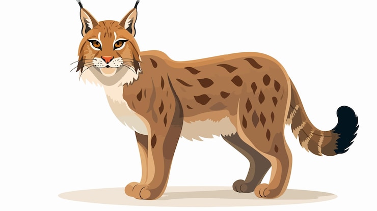 Vector bobcat flat vector illustration on white background