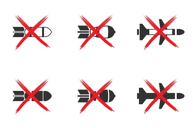 Bobm verboden pictogrammenset Doorgestreepte bom symbool Vector illustratie