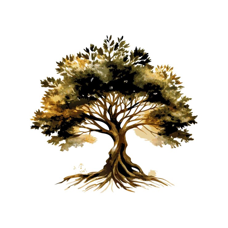 Vector bodhi sacred fig tree watercolor vector illustration 5