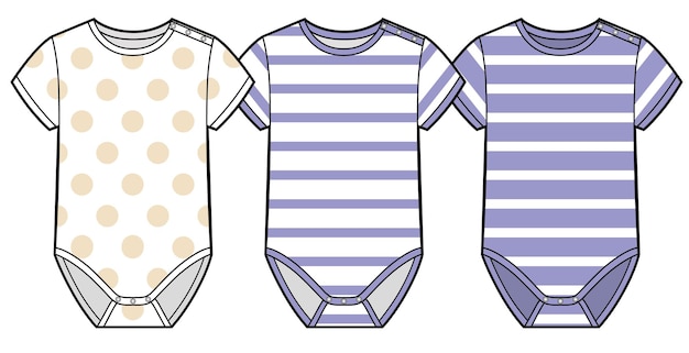 Bodisuits with polka dots and striped pattern