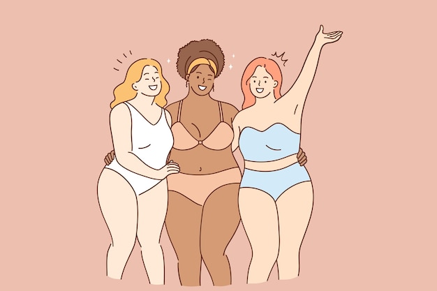 Vector body acceptance body positivity and diversity concept