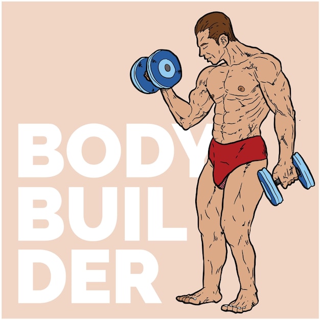 Vettore illustrazione di carriera di lavoro di body builder palestra