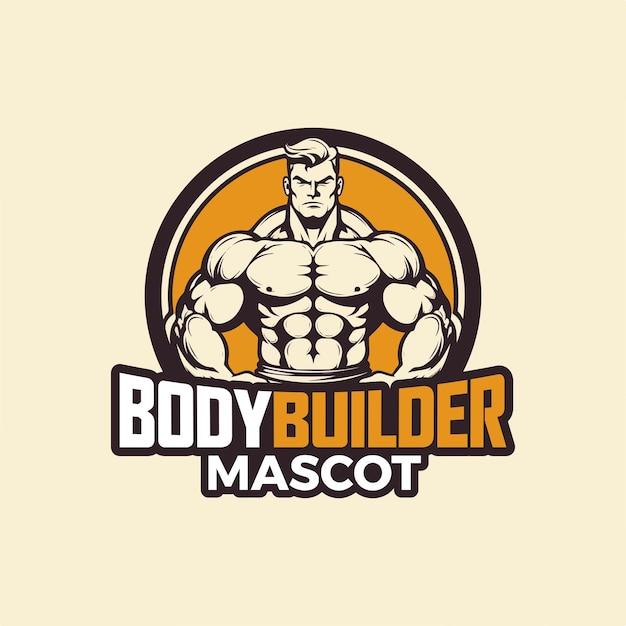 Body Builder Mascot Logo Design Body Builder Vector Muscular Man Vector