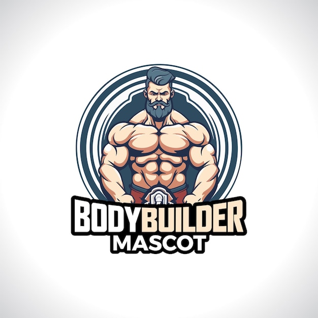 Vettore body builder mascotte logo design body builder vettore uomo muscoloso vettore