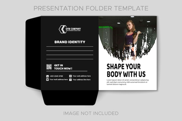 Body building and gym presentation folder vector template