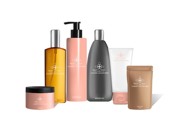 Vector body care cosmetics packaging vector mock up set