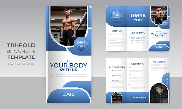 Body Fitness 6 pagina's driebladige brochureontwerp voor sportschoolzaken