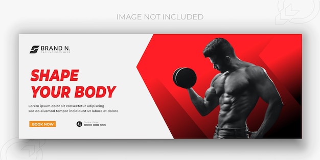 Vector body fitness gym facebook cover design banner and shape your template