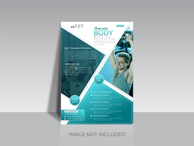 Vector body fitness gym poster, flyer, leaflet ontwerpsjabloon