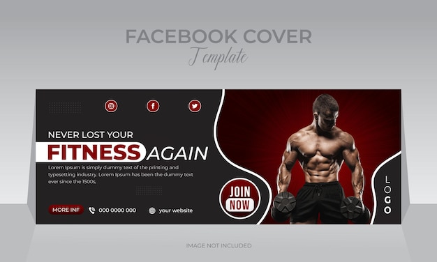 Vector body fitness gym social media omslagontwerp webbannersjabloon geschikt voor fitnessclubreclame