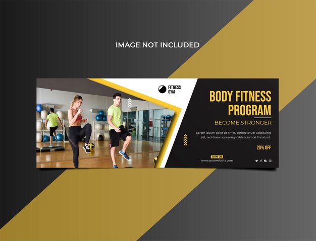 Vettore modello di progettazione di banner per social media del programma di fitness per il corpo