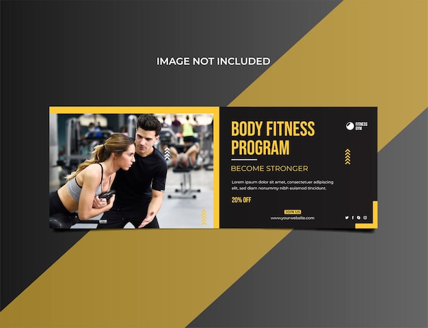 Vector body fitness program social media banner template design