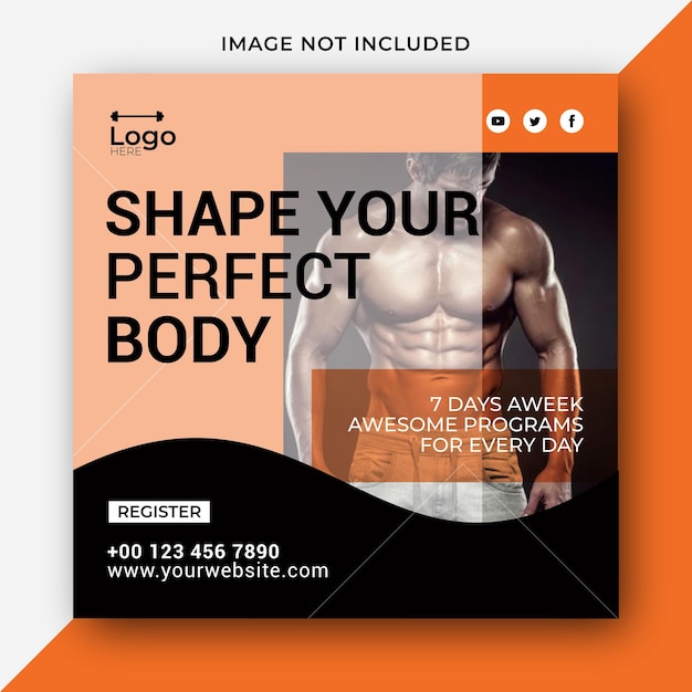 body fitness social media post design template