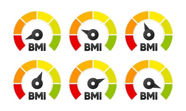 Vettore livello dell'indice di massa corporea concetto corporeo scale di grafico dell'obesità controllo dell'indice di massa corporale illustrazione vettoriale