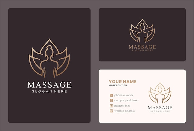 Vector body massage logo design with a lotus flower.