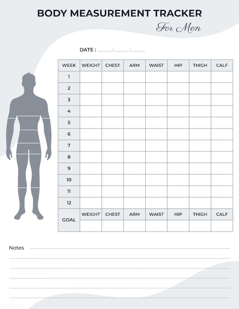 Body measurement tracker for men