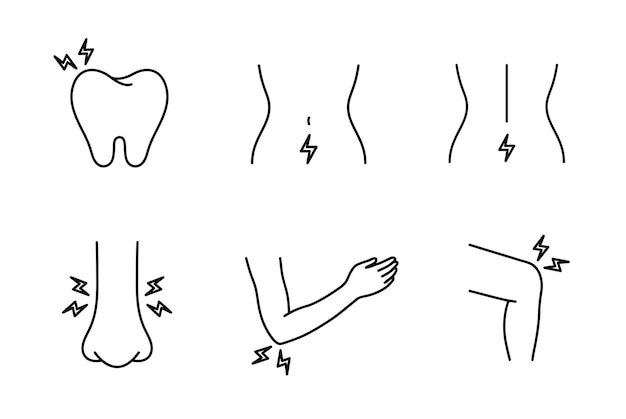 体の痛みのアイコン 病気の痛い症状 炎症と怪我のポイント 頭痛の人間