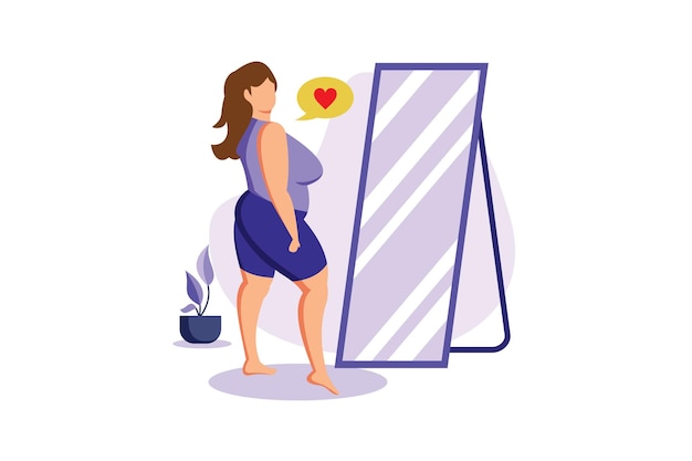 Vector body positive flat modern design illustration