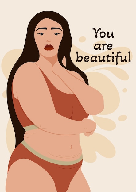 Позитивный векторный шаблон плаката для тела Движение феминизма