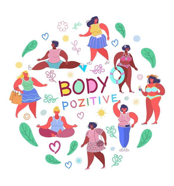 Vector body positive vector flat style design illustration