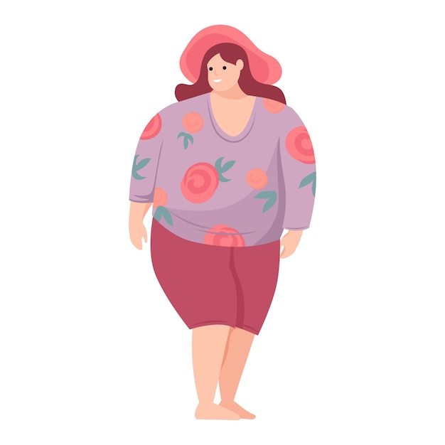 Vector body positive woman of colorful set this illustration features a stunning woman