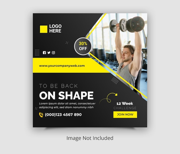 Body Shape Training of Gym Fitness Social Media Banner