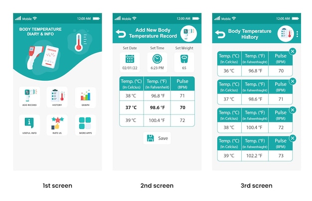 Body Temperature Diary App Ui Part 1