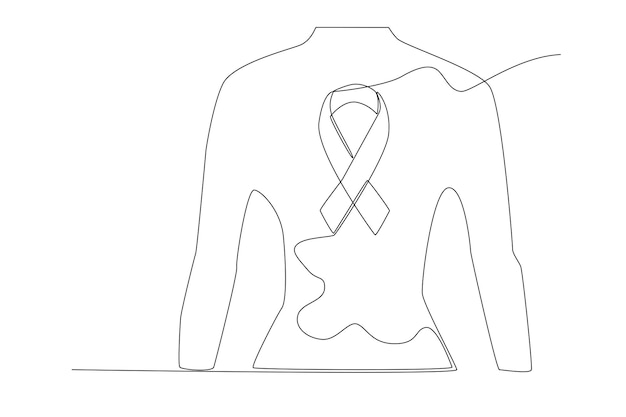 A body with a ribbon for health campaign line art