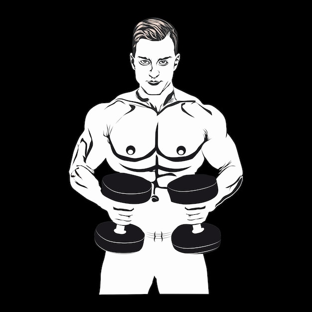 Disegno della maglietta di arte del bodybuilder