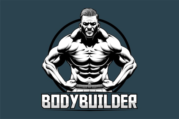 Vector bodybuilder buigen zijn gespierd lichaam