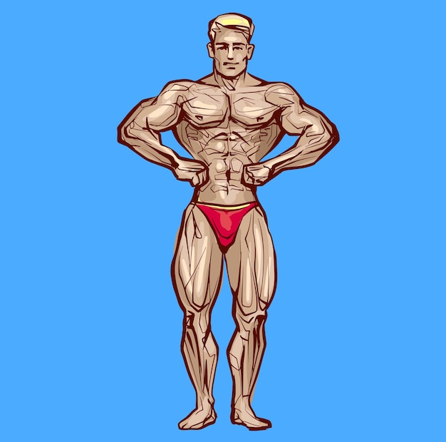 Bodybuilder die zijn spieren buigt