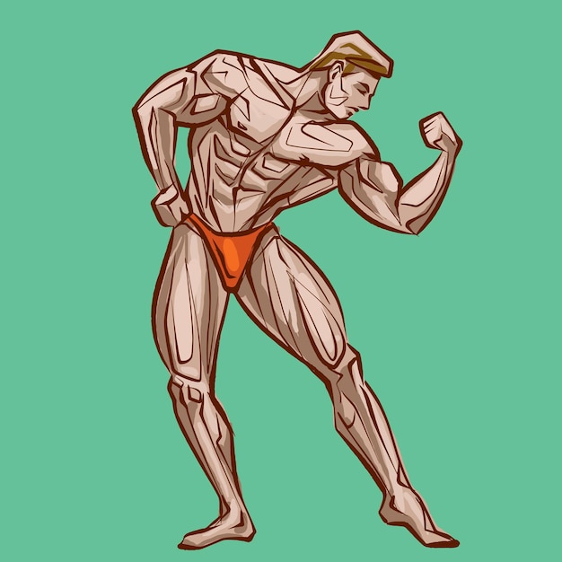 Bodybuilder die zijn spieren buigt