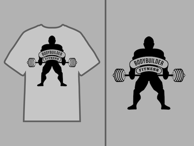 Vector bodybuilder en fitness tshirt ontwerp sjabloon