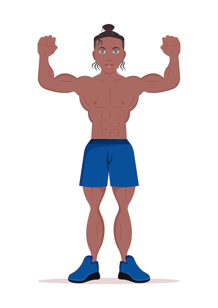 Vector bodybuilder gespierde man vectorillustratie jonge fitness man geïsoleerd op een witte achtergrond