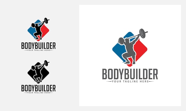 Bodybuilder gym logo design template