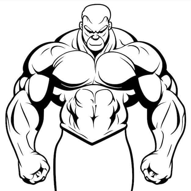 Vettore bodybuilder uomo ginnastica uomo atleta di fitness uomo disegnato a mano piatto elegante adesivo cartone animato concetto di icona