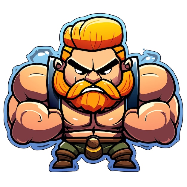 Bodybuilder gym man male fitness athlete hand drawn flat stylish cartoon sticker icon concept