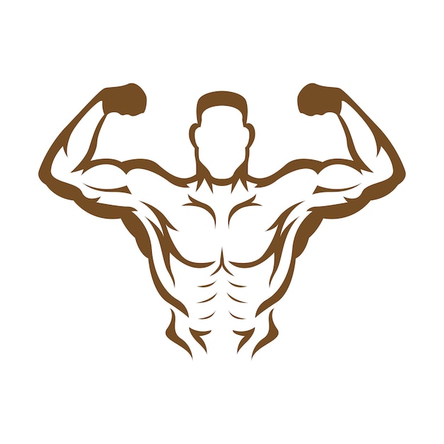 Vettore illustrazione del design dell'icona del logo del bodybuilder