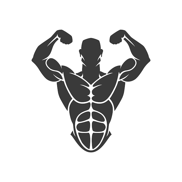 Vettore modello logo bodybuilder oggetto vettoriale o icona per sport etichetta palestra badge fitness logo design emblema grafica sport simbolo esercizio logo uomo atleta silhouette