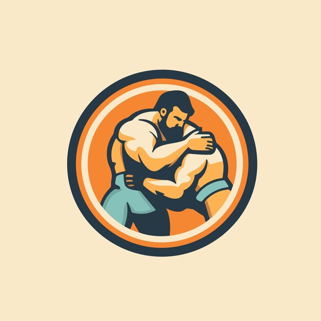 Vettore logo del bodybuilder illustrazione vettoriale di un uomo muscoloso con un kettlebell