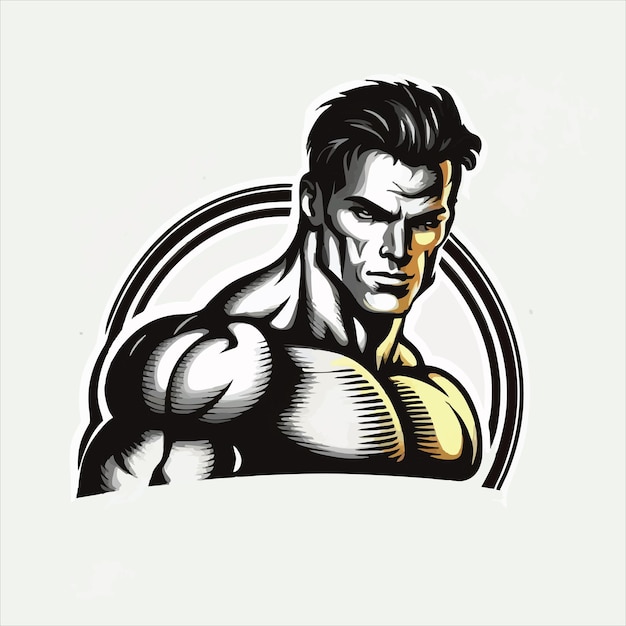 Bodybuilder-logo zwart en wit