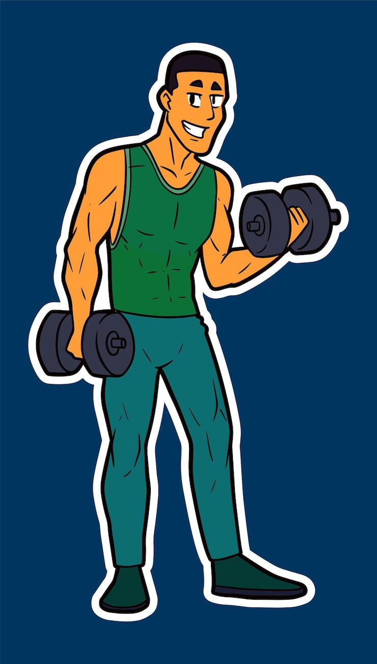 Vector ボディビルダー・マン・ドゥードル スティッカーイラスト