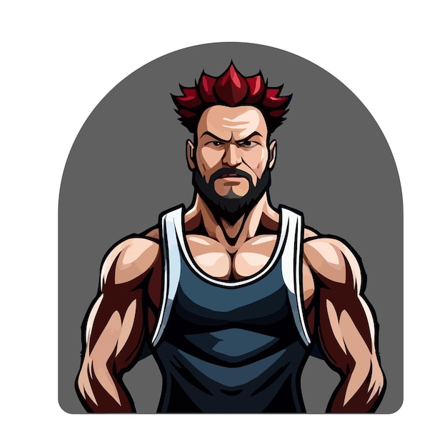 Vector bodybuilder mascot angry attractive gaming gym logo