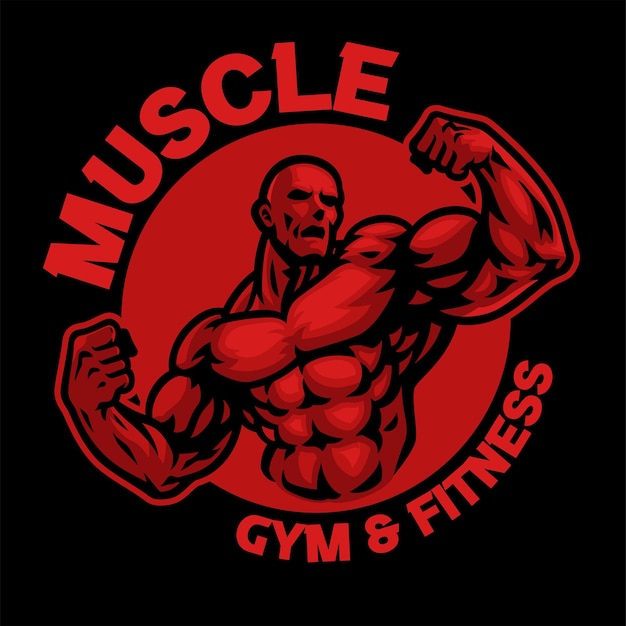 Bodybuilder mascot athlete posing logo