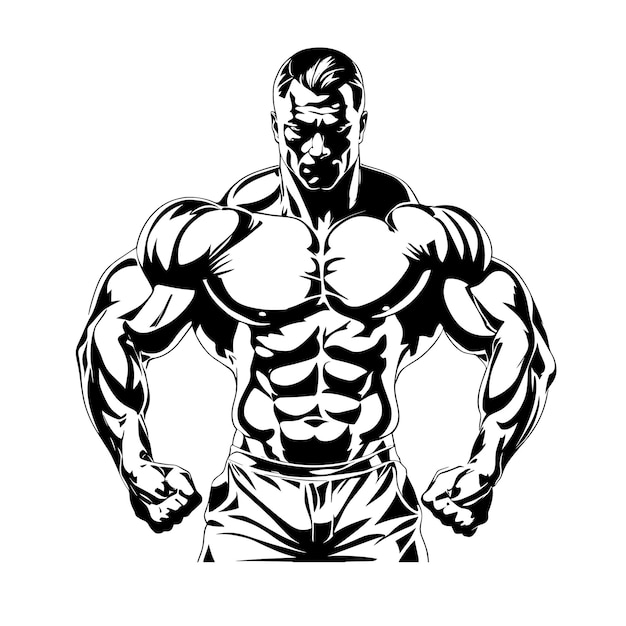 Bodybuilder muscular guy silhouettes vector bodybuilding silhouettes